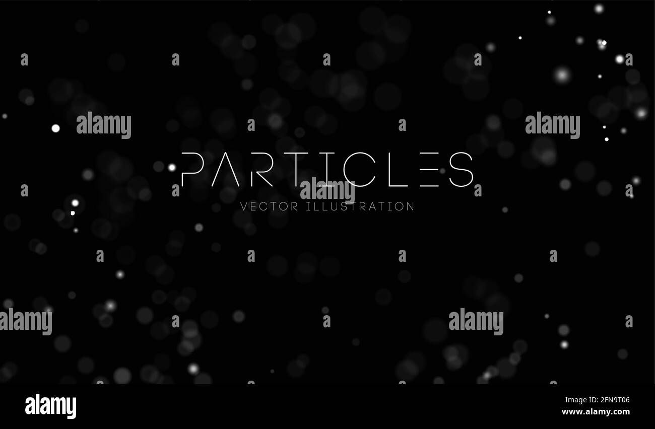 Weiße Partikel auf schwarzem Hintergrund. White Data Bokeh Staub abstrakter Vektor. EPS 10 Stock Vektor