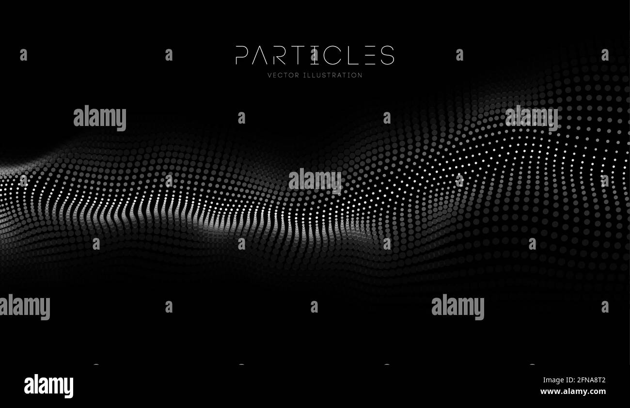 3D-glühende abstrakt Digital Wave Partikel. Futuristische Vector Illustration. HUD Element. Technologie Konzept. Zusammenfassung Hintergrund. Stock Vektor