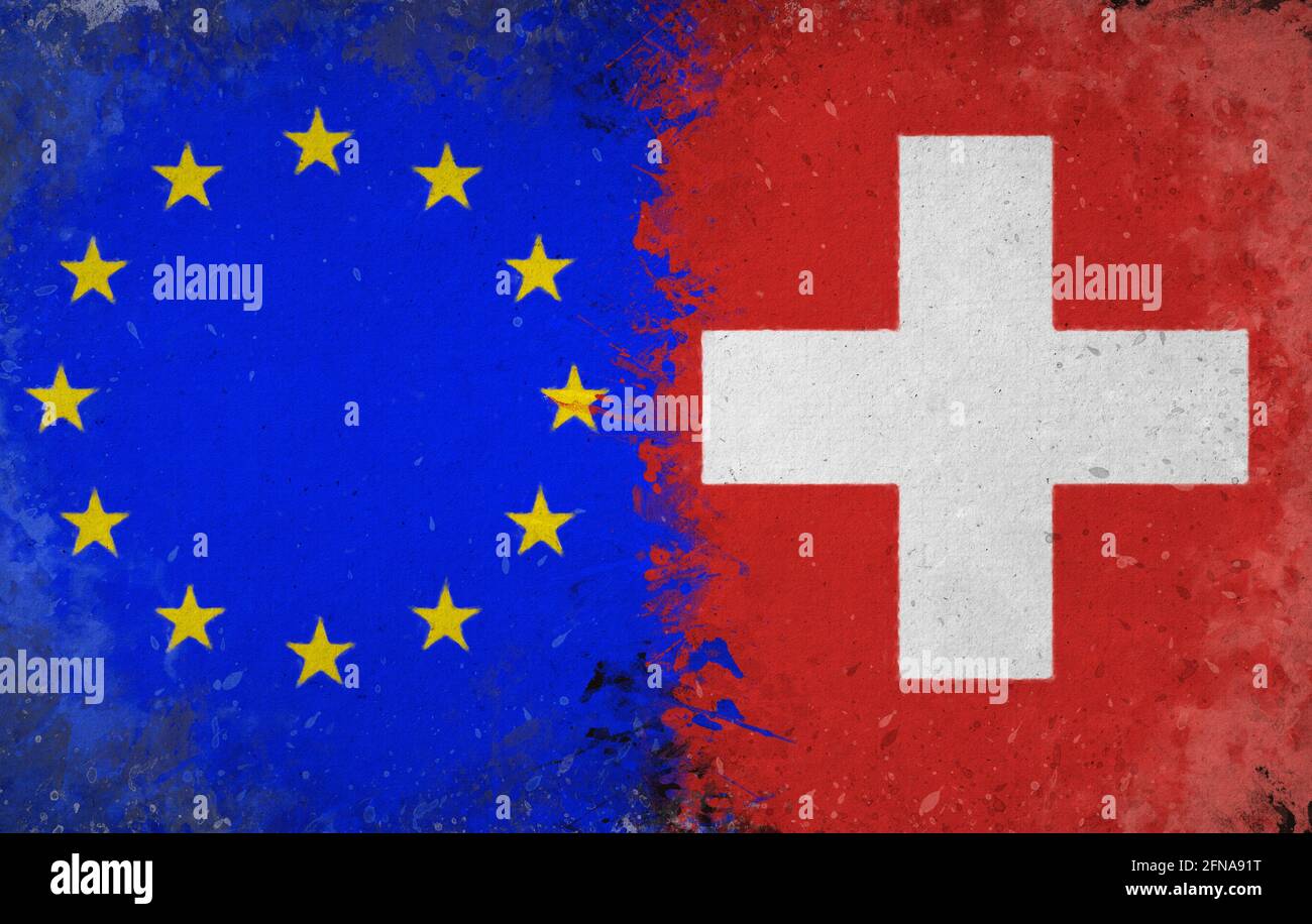 Schweiz, flaggen der europäischen Union Stockfotografie - Alamy