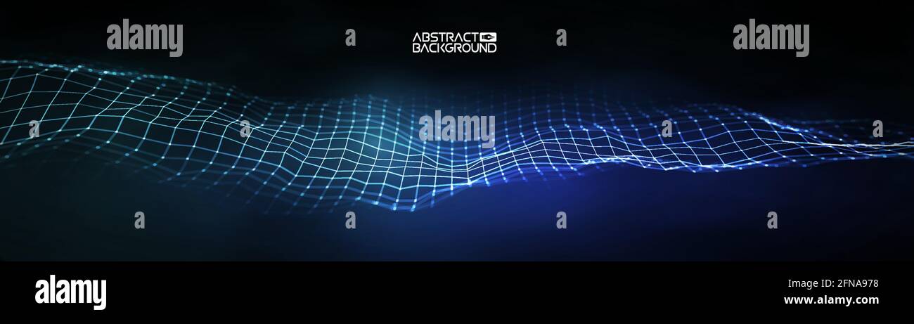 Futuristische Vektorgrafik. Blauer Technologiehintergrund. Big-Data-Vektor. Abstrakter Hintergrund der Technologiewelle. Stock Vektor