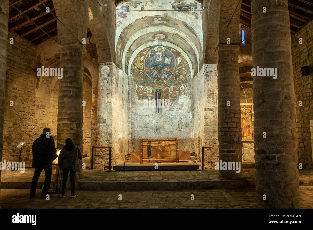 Sant Climent de Taüll romanische Kirche. Taüll, Vall de Boí, Lleida, Katalonien, Spanien Stockfoto