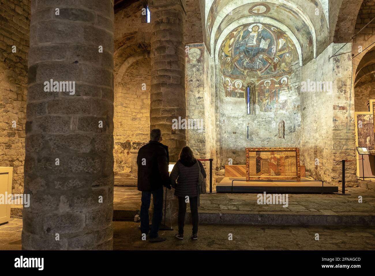 Sant Climent de Taüll romanische Kirche. Taüll, Vall de Boí, Lleida, Katalonien, Spanien Stockfoto