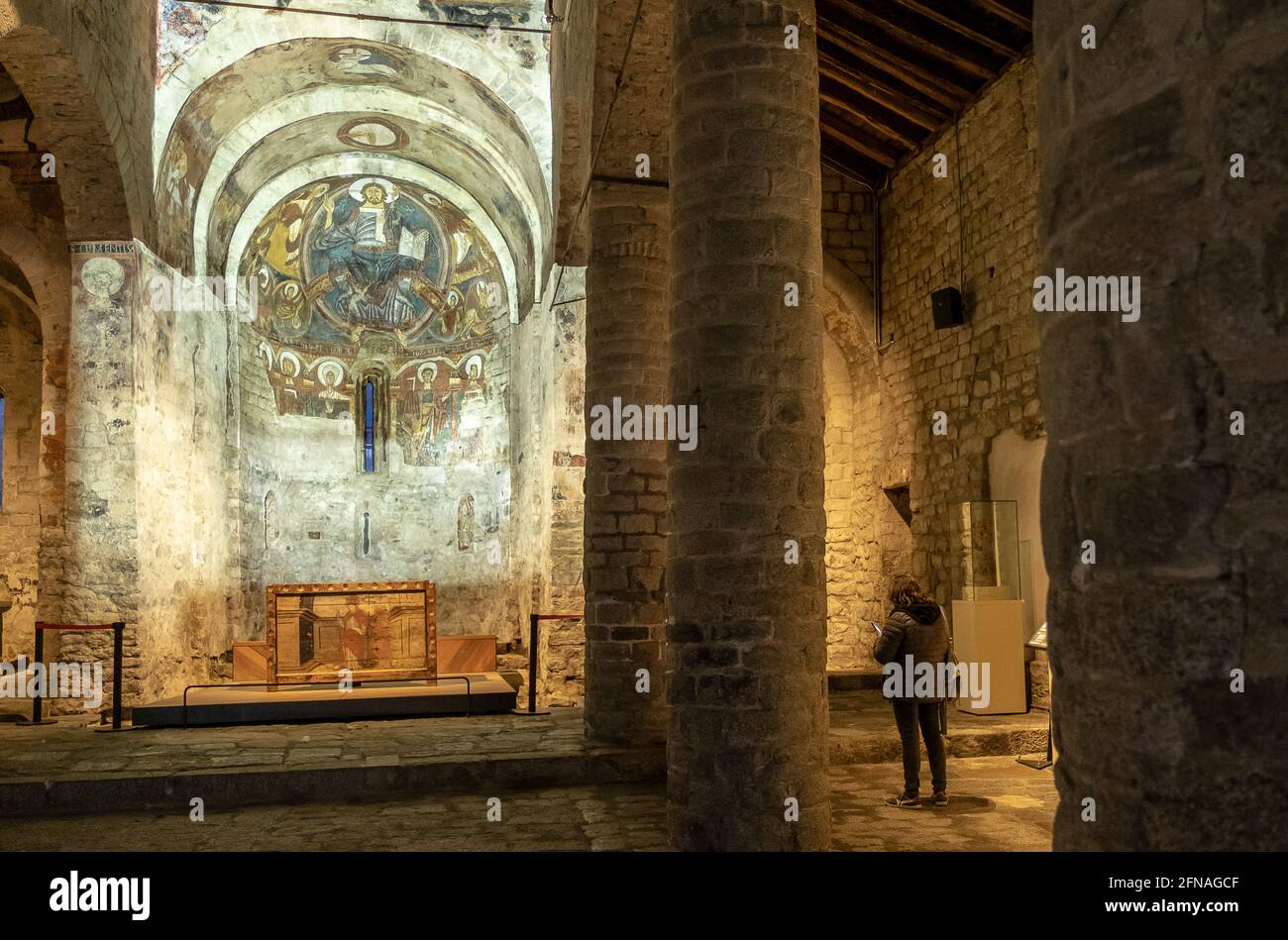 Sant Climent de Taüll romanische Kirche. Taüll,Vall de Boí, Lleida, Katalonien, Spanien Stockfoto