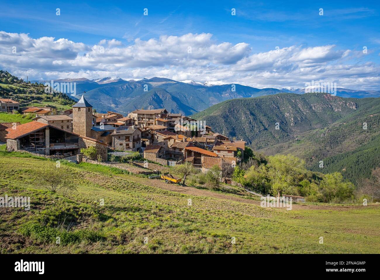 Ansovell Dorf, im Naturpark Cadí-Moixeró, Katalonien, Spanien Stockfoto