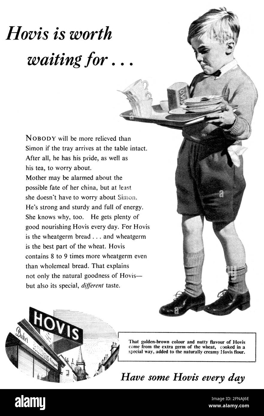 1954 Britische Werbung für Hovis-Brot. Stockfoto