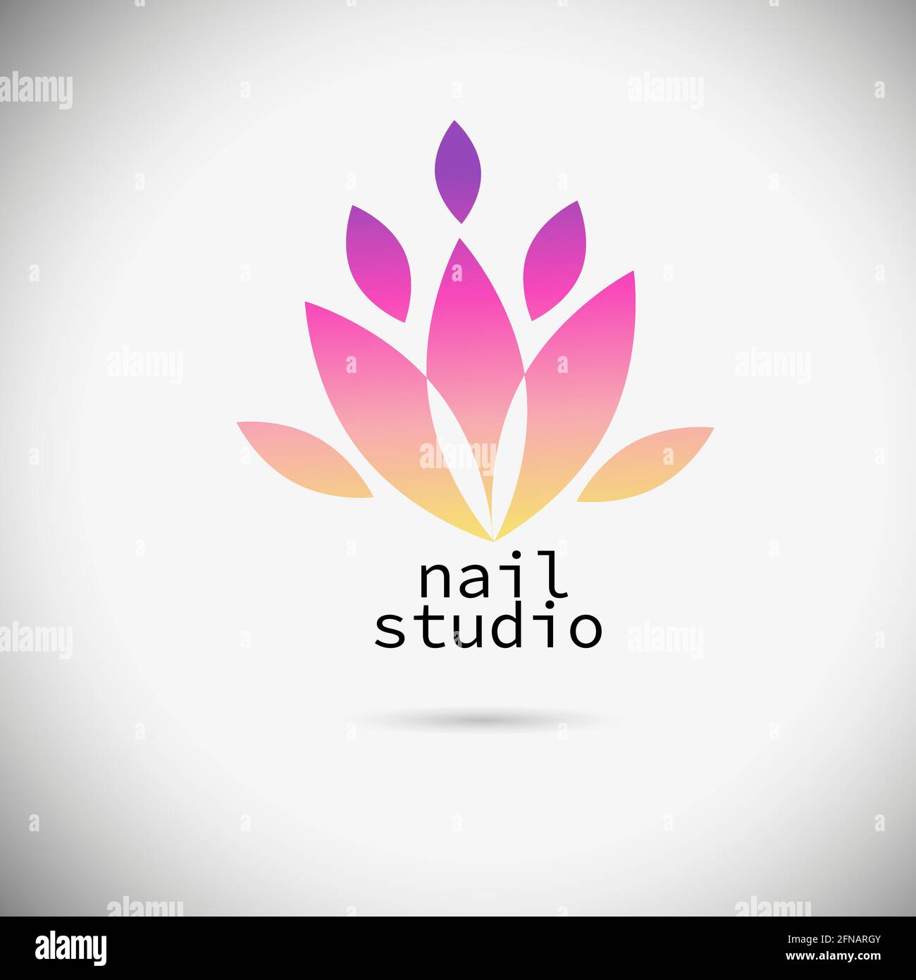 Logo Maniküre Studio. Lotusblume. Vektorgrafik Stock Vektor