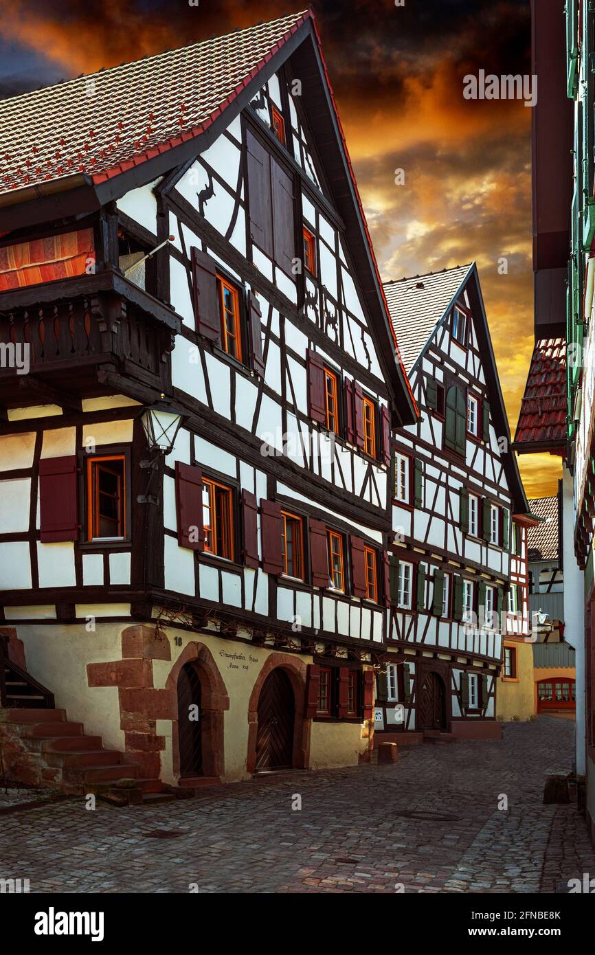 Historische Altstadt von Schiltach im Schwarzwald Stockfoto