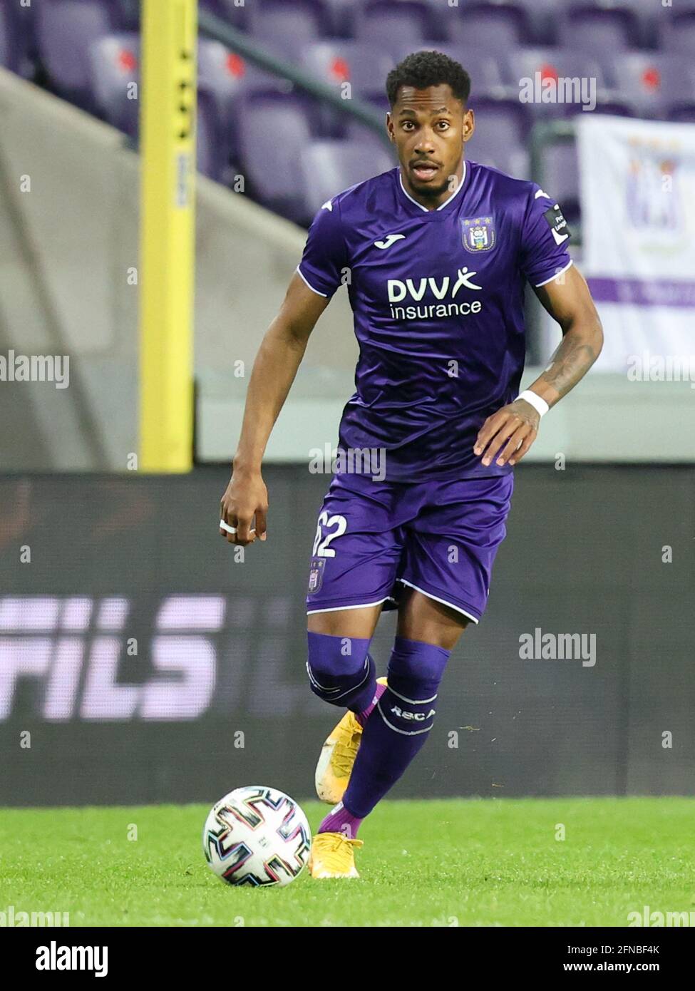 15-05-2021: Voetbal: RSC Anderlecht / KRC Genk: Brussel ANDERLECHT, BELGIEN - MAI 15: Michael Murillo von RSC Anderlecht kontrolliert den Ball während des Stockfoto