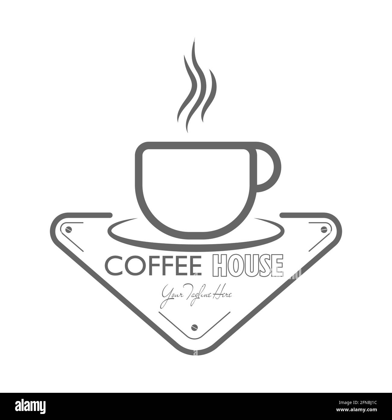 Logo für Kaffeehaus, Kaffeehaus, Café oder Bar. Eine Tasse Kaffee für einen kreativen Aufkleber oder ein Markendesign, zur Menüdekoration. Flacher Style. Stock Vektor