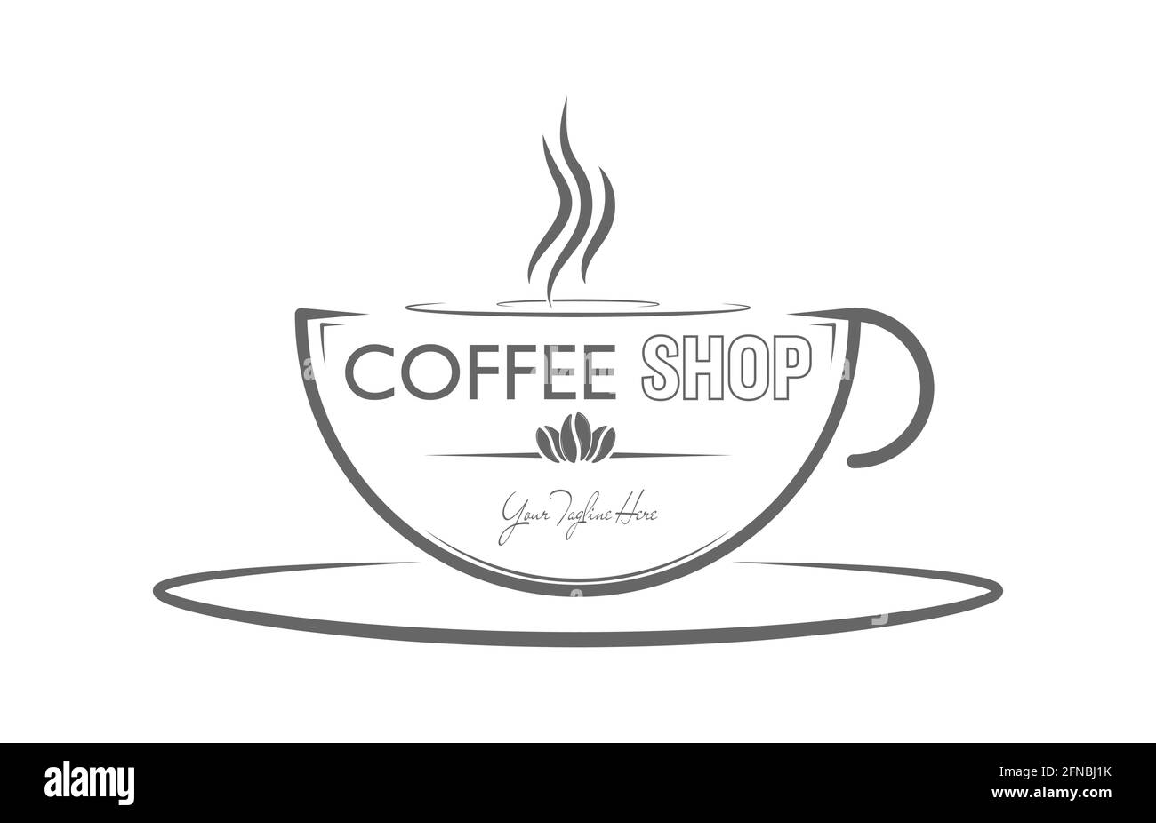 Logo für Café, Café, Café oder Bar. Eine Tasse Kaffee für einen kreativen Aufkleber oder ein Markendesign, zur Menüdekoration. Flacher Style. Stock Vektor
