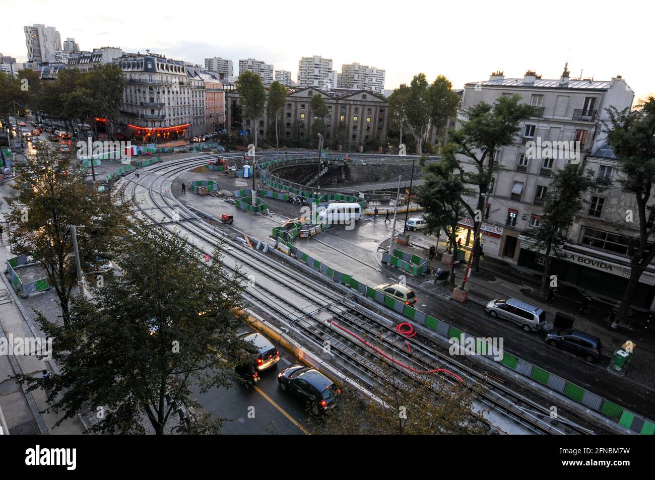 Baustelle der Straßenbahn T3, Paris, Ile-de-France, Frankreich Stockfoto