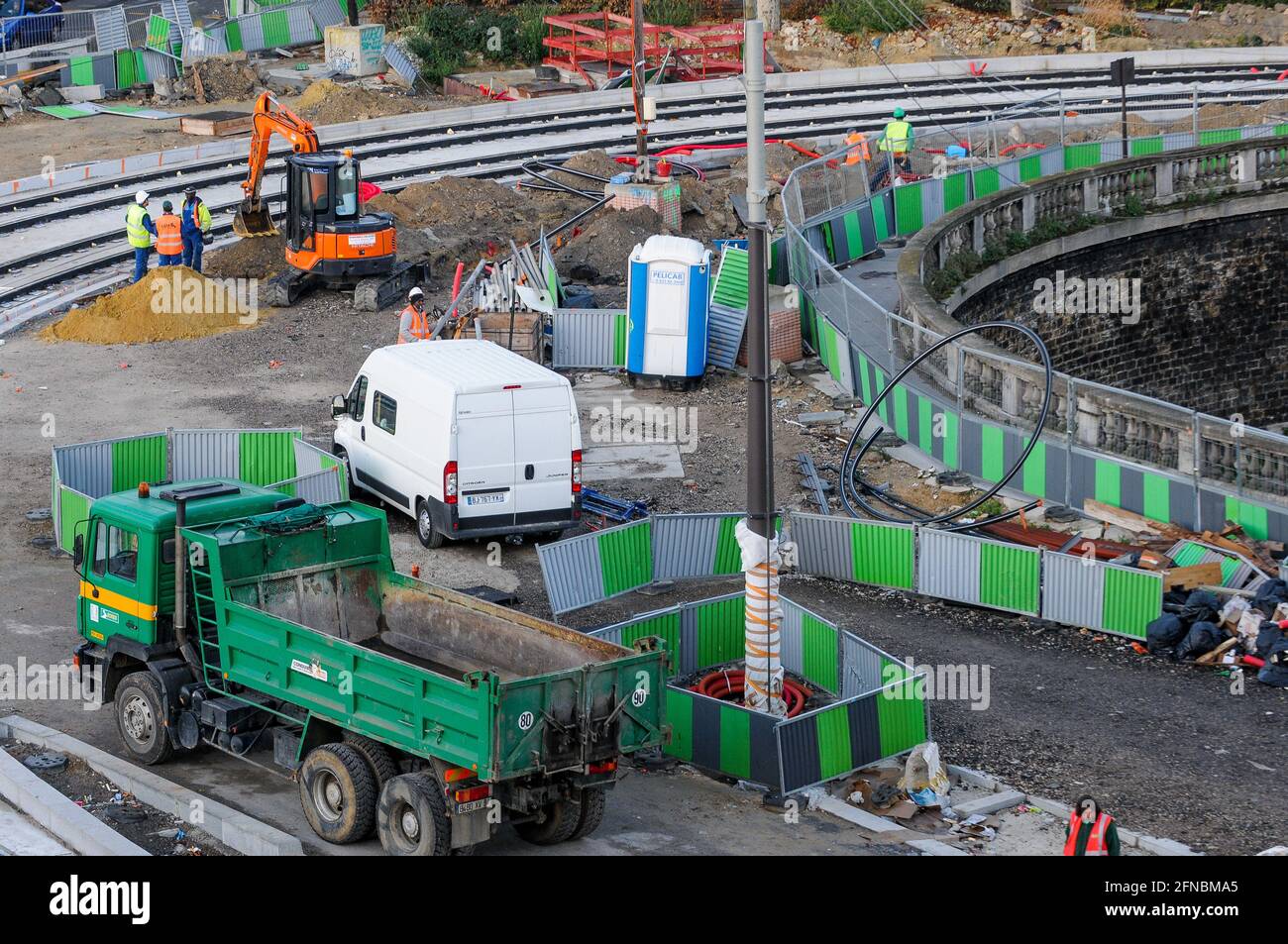 Baustelle der Straßenbahn T3, Paris, Ile-de-France, Frankreich Stockfoto