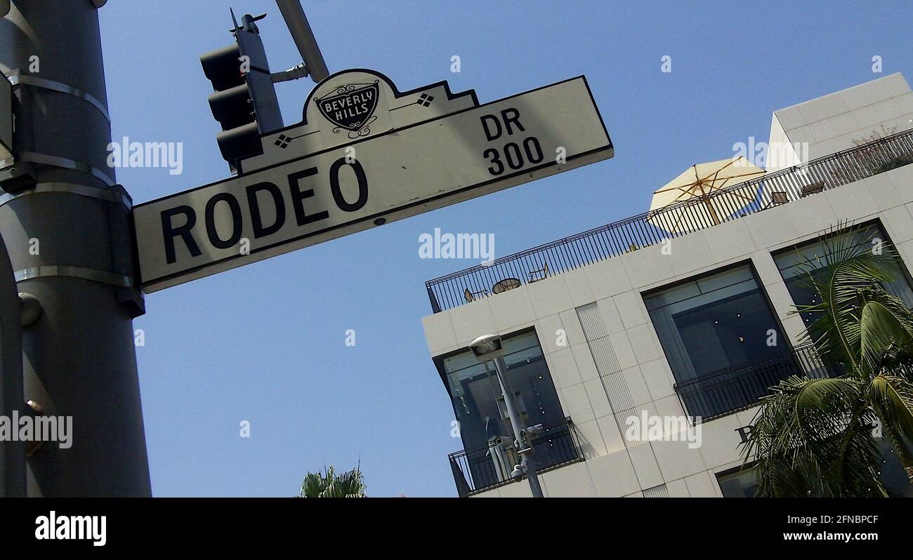 Rodeo Drive Straßenschild in Beverly Hills, Los Angeles, Kalifornien Stockfoto