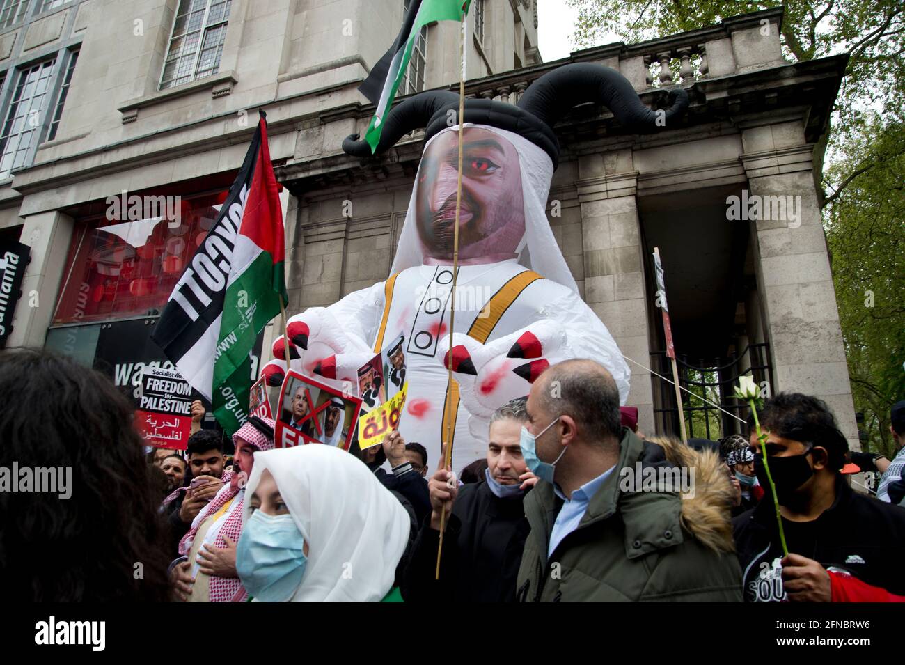 15. Mai 2021 Solidarität mit Palästina - ein marsch in London zum Jahrestag der Nakba (Katastrophe), dem Tag, an dem mehr als 500 Dörfer und Schlepptau Stockfoto