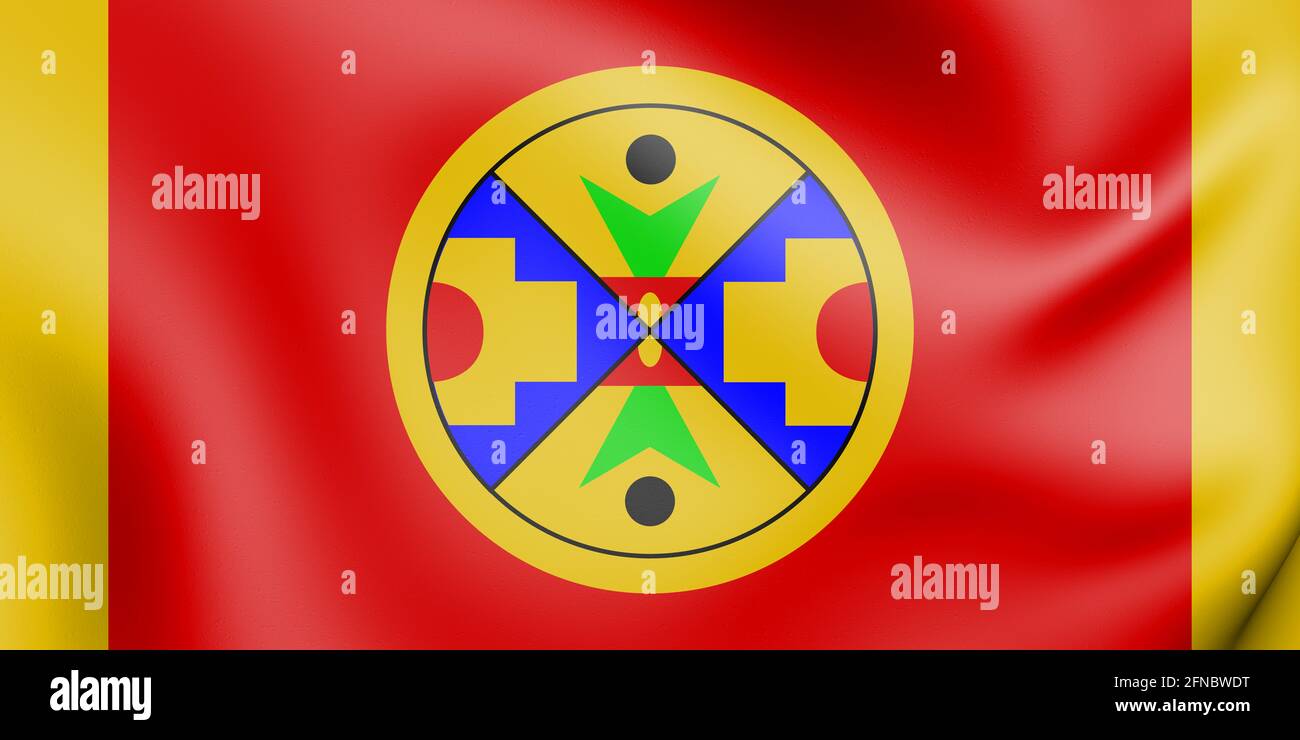 3D-Flagge von Eel Ground First Nation, Kanada. 3D-Illustration. Stockfoto