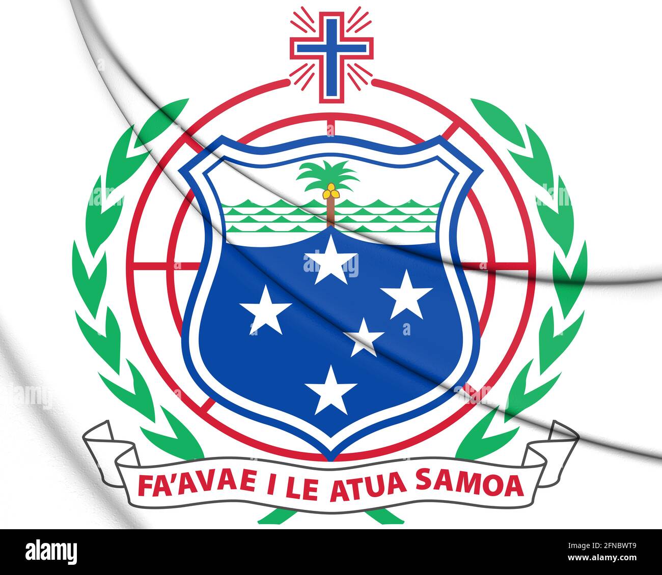 3D-unabhängiges Staatswappen von Samoa. 3D-Illustration. Stockfoto