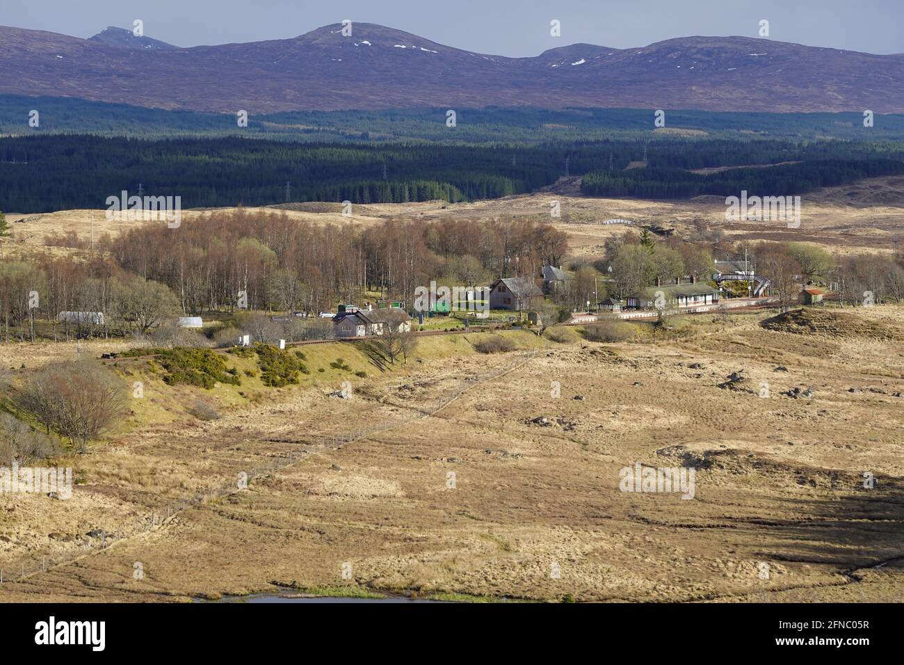 Rannoch Station ein isolierter Bahnhof an der West Highland Railway Line Scottish Highlands, Vereinigtes Königreich Stockfoto