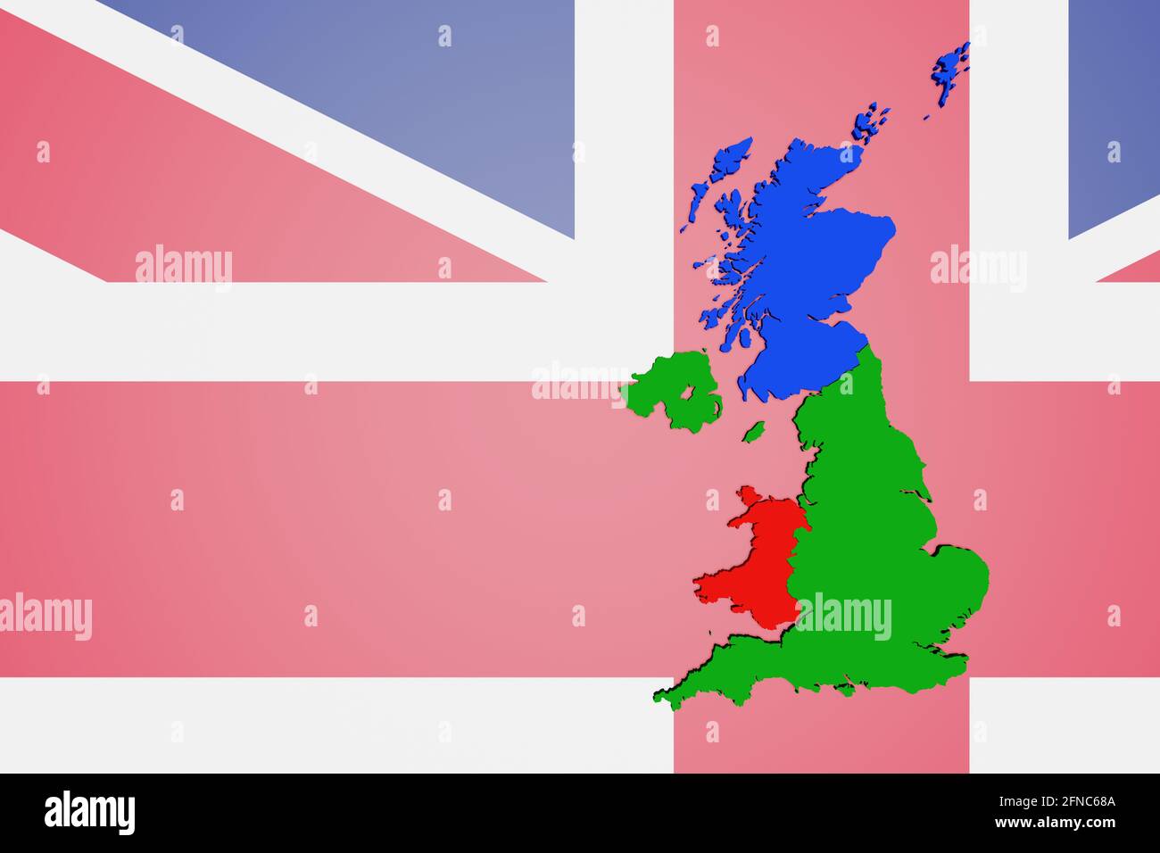 Vereinigtes Königreich, Wales, England, Schottland. Walisisches Und Schottisches Unabhängigkeitskonzept. 3D-Illustration Stockfoto