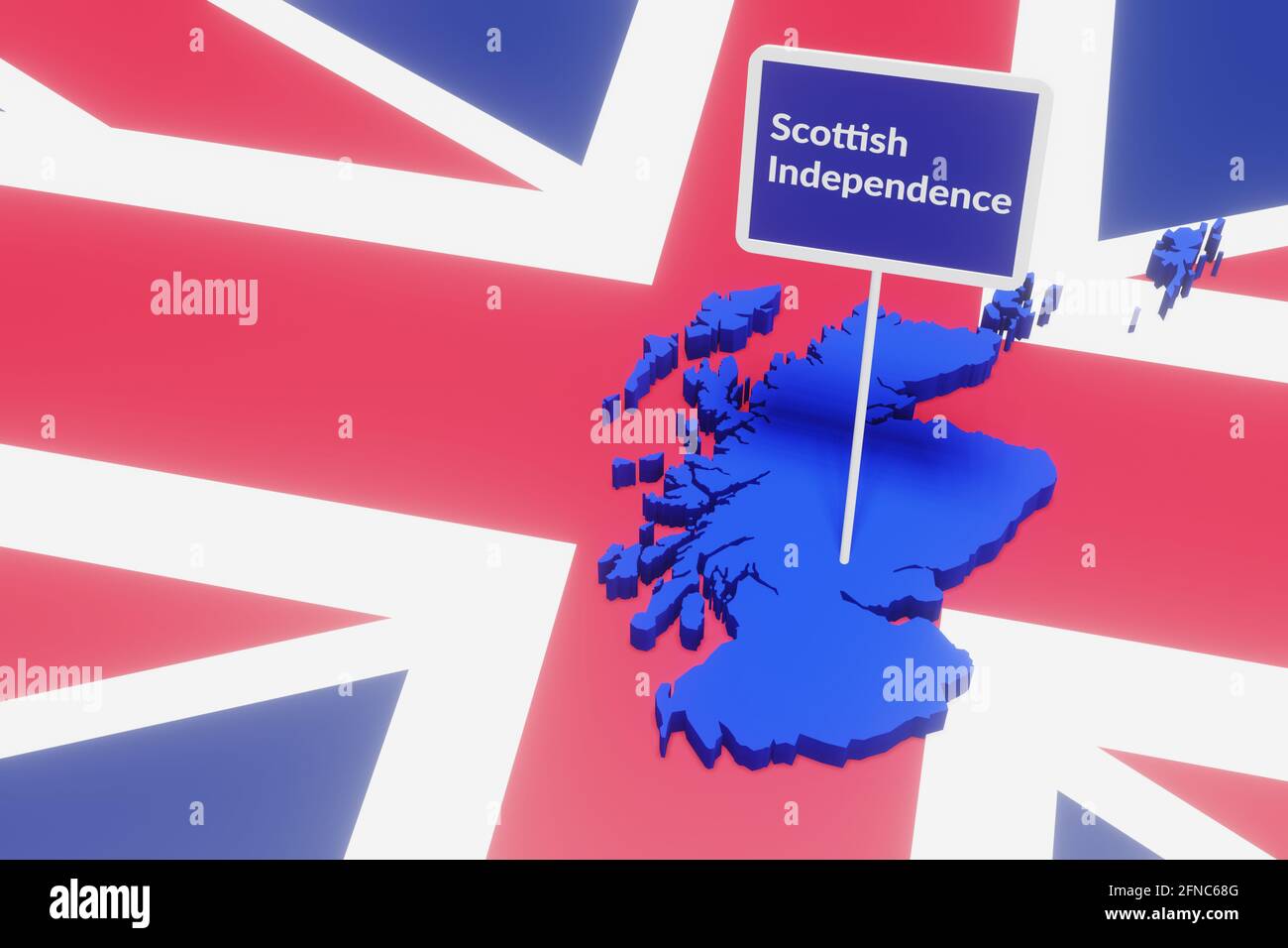 Vereinigtes Königreich, Wales, England, Schottland. Walisisches Und Schottisches Unabhängigkeitskonzept. 3D-Illustration Stockfoto