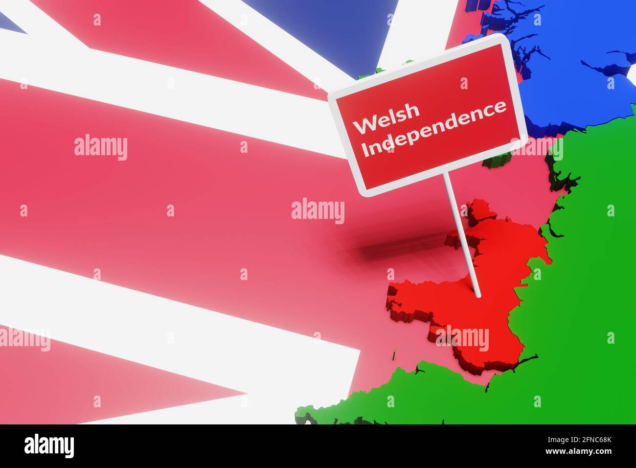 Vereinigtes Königreich, Wales, England, Schottland. Walisisches Und Schottisches Unabhängigkeitskonzept. 3D-Illustration Stockfoto