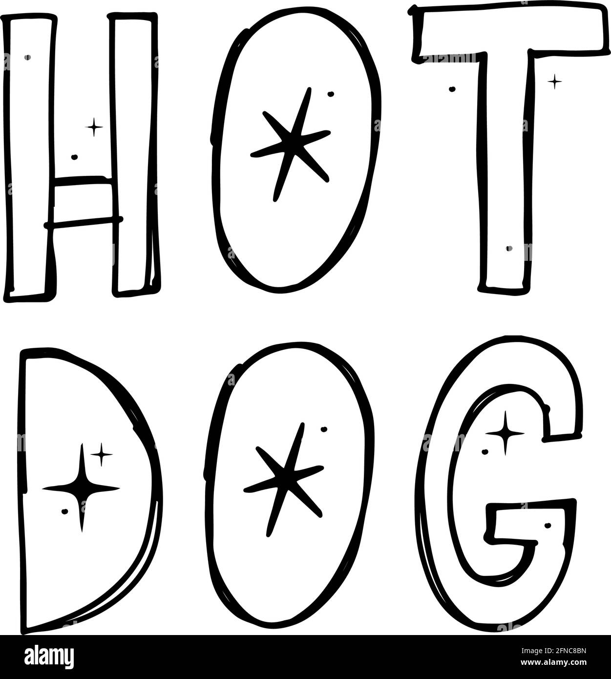 Hotdog-Etikett. Hot Dog Logo-Schild. Vektoraufkleber Stock Vektor
