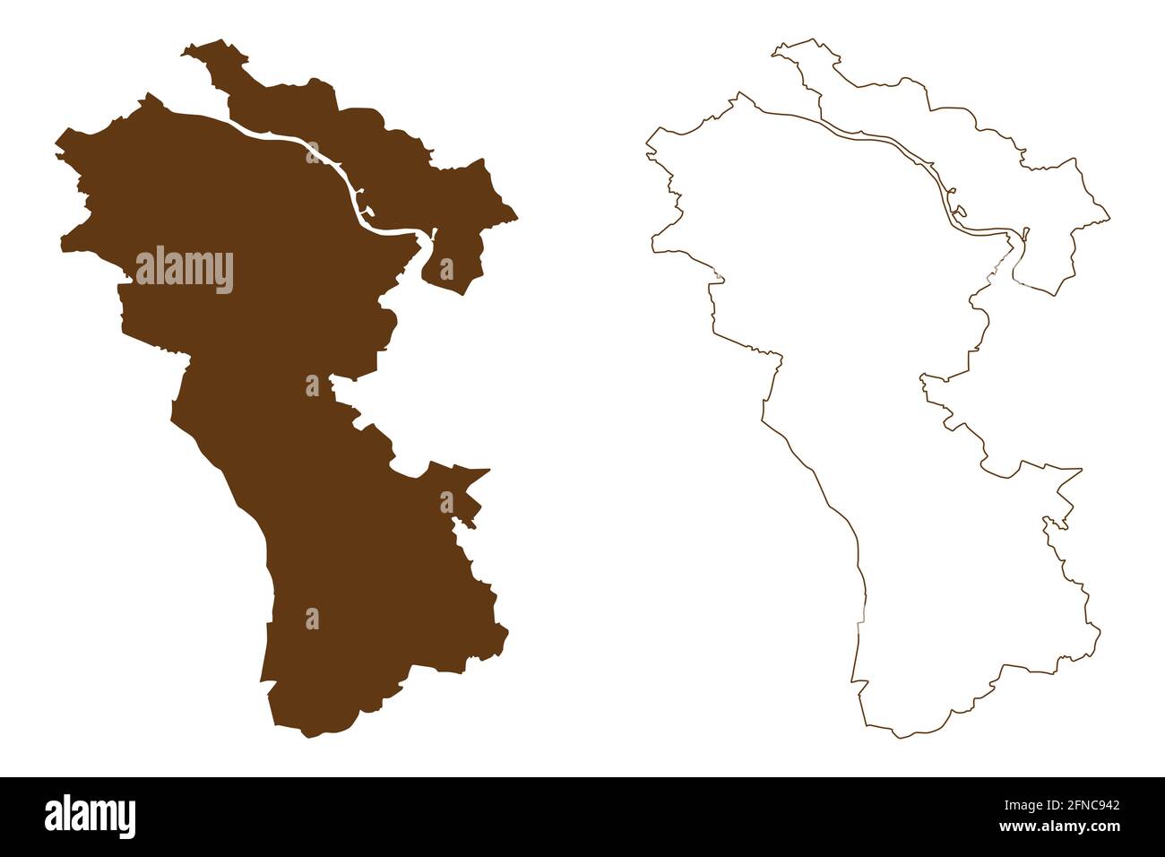 Kreis Kleve (Bundesrepublik Deutschland, Land Nordrhein-Westfalen, NRW, Region Düsseldorf) Kartenvektordarstellung, Scribble-Skizze Kleve Stock Vektor