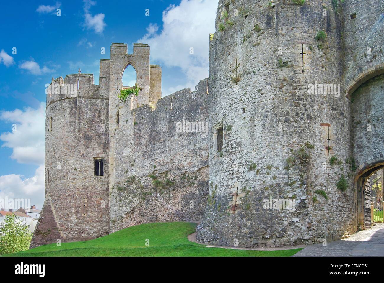 Chepstow Castle, zeigt Marten es Turm, Chepstow, Monmouthshire, Wales, Vereinigtes Königreich Stockfoto