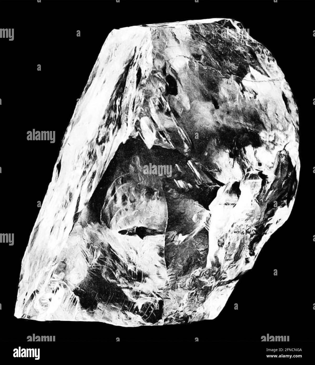 Der Cullinan Diamond. Der ungeschliffene Stein, der größte Diamant, den jemals gefunden wurde, 1908 Stockfoto