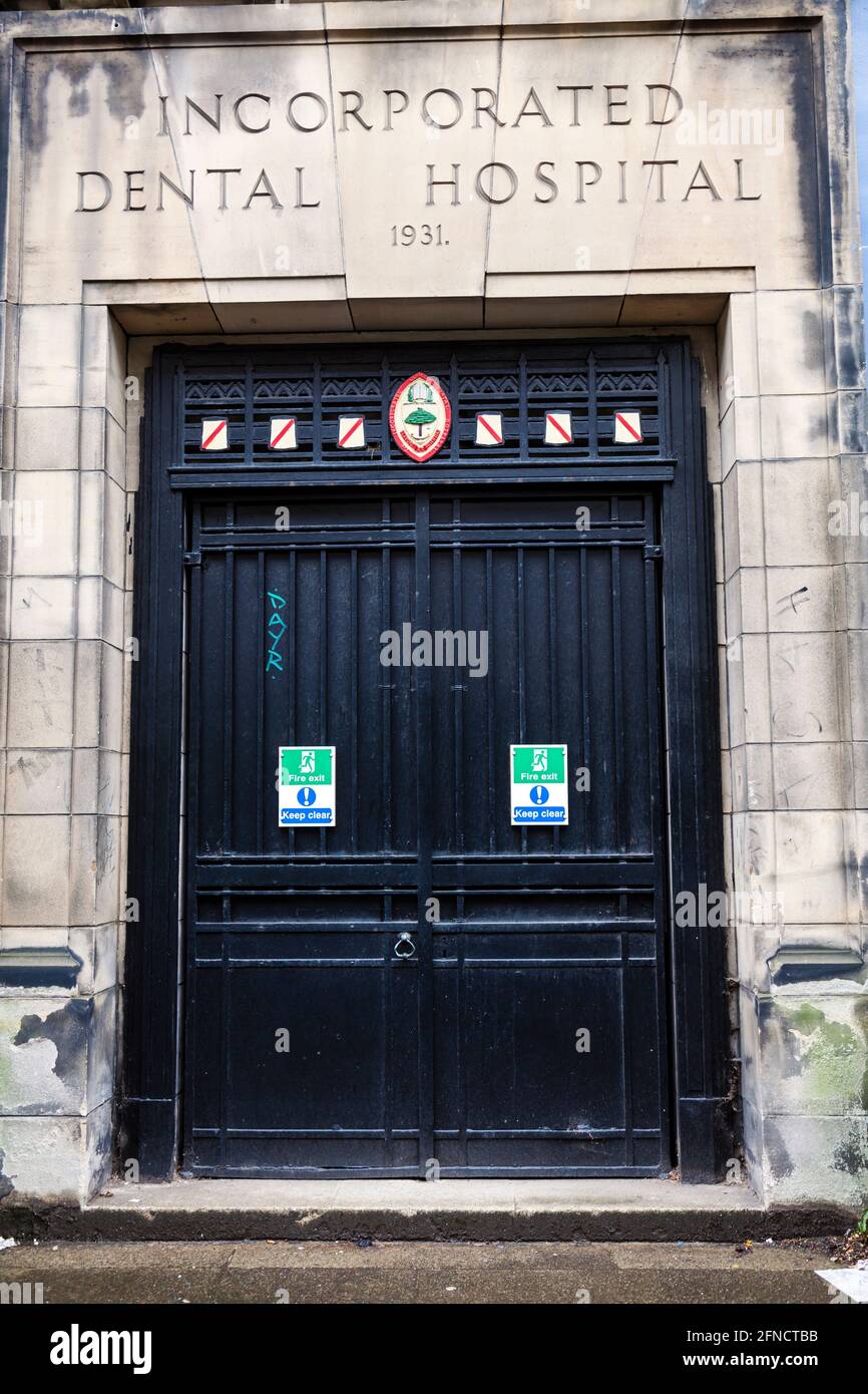 Eingang zum Glasgow Dental Hospital, Renfrew Street, Glasgow, Schottland, Großbritannien Stockfoto