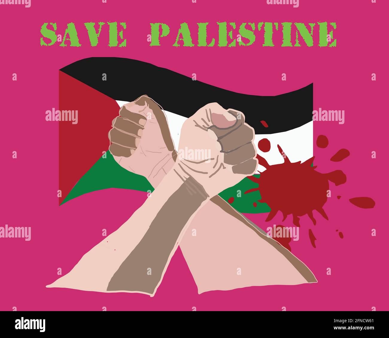 Palestine Lives Matter Bewegung protestiert für Anti-Rassismus und Gleiche Menschenrechte Stock Vektor