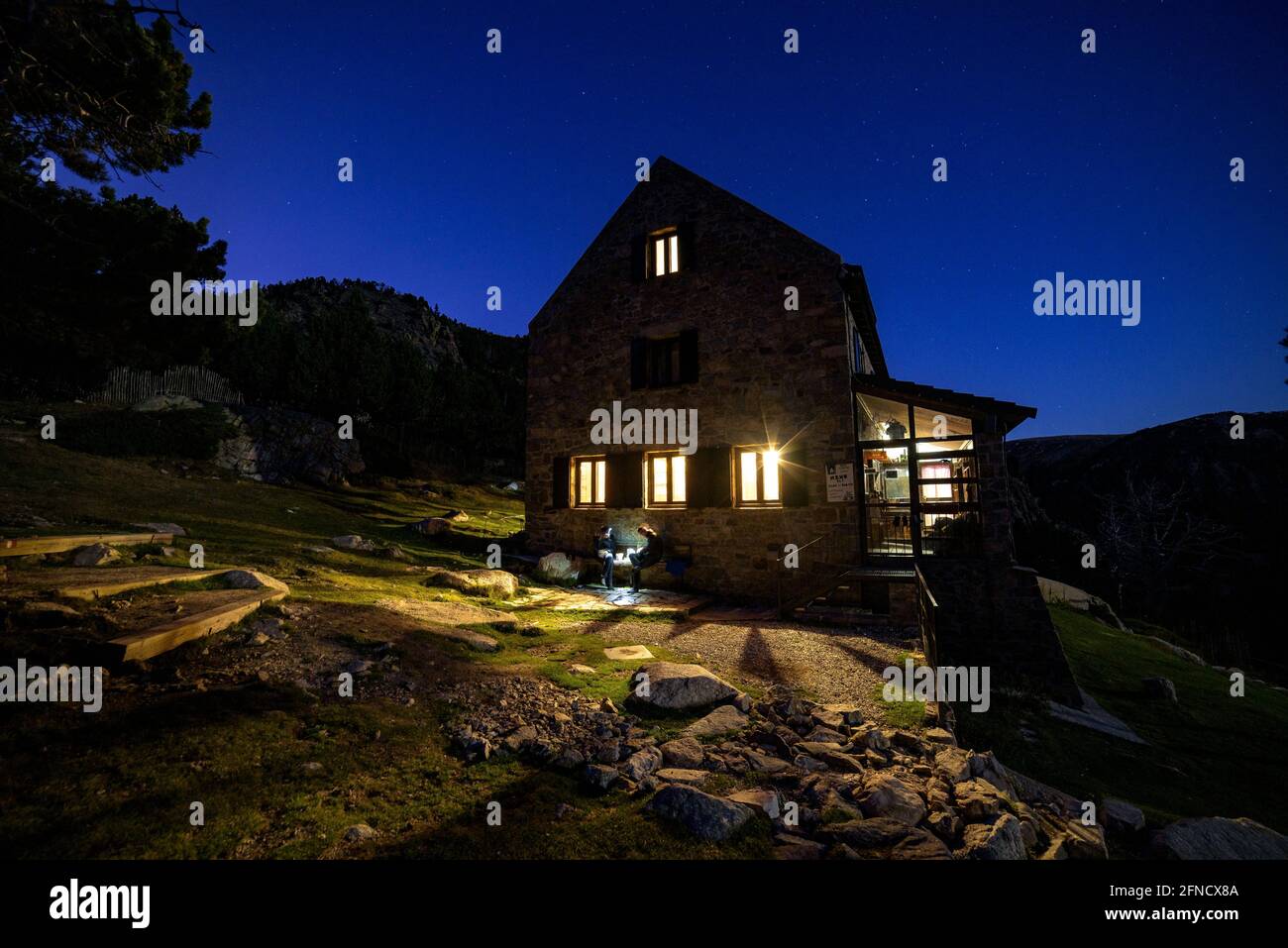 Übernachtung in der Umgebung der Ulldeer Hütte (Ripollès, Katalonien, Spanien, Pyrenäen) ESP: Noche en los alrededores del refugio de Ulldeer Stockfoto