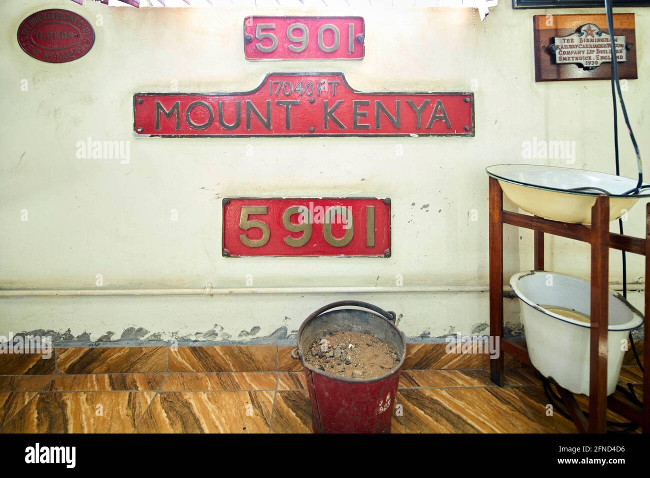 Mount Kenya 5901 Station Marker im Eisenbahnmuseum in Nairobi Kenia Afrika Stockfoto