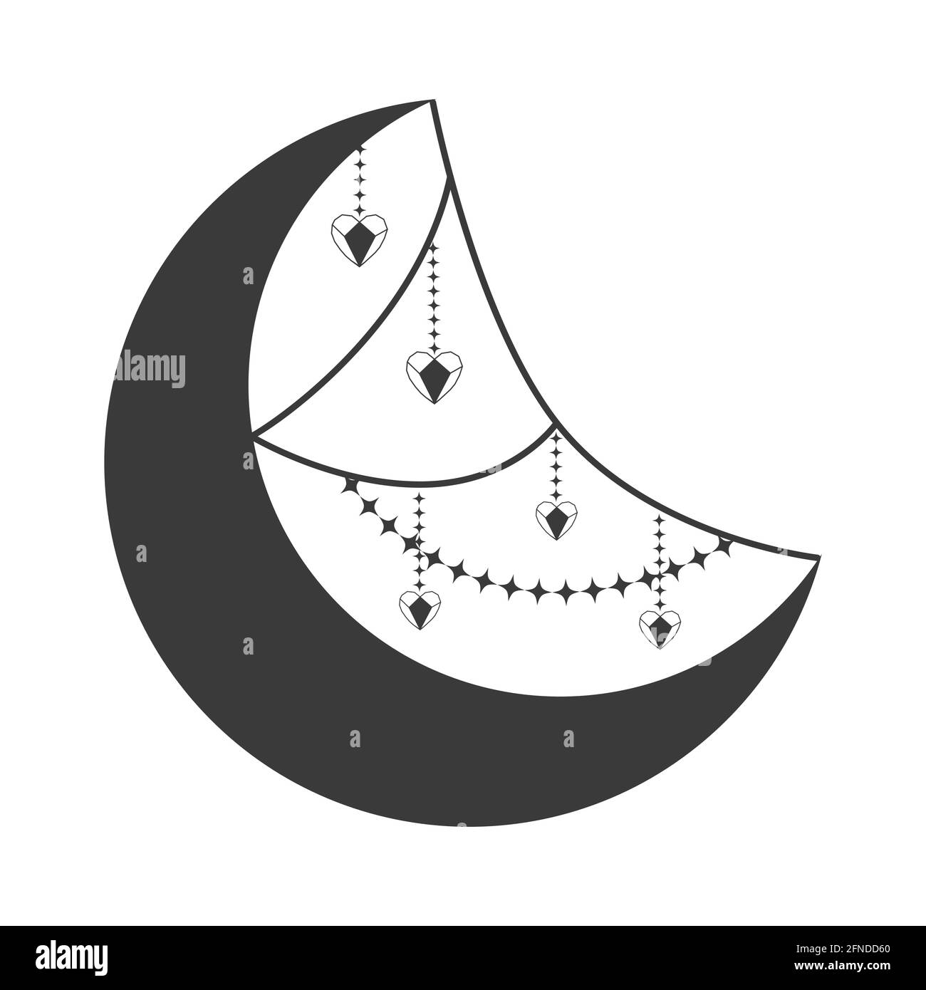 Esoterisches Symbol. Mystisches und magisches Design mit Mond-Traumfänger Stock Vektor