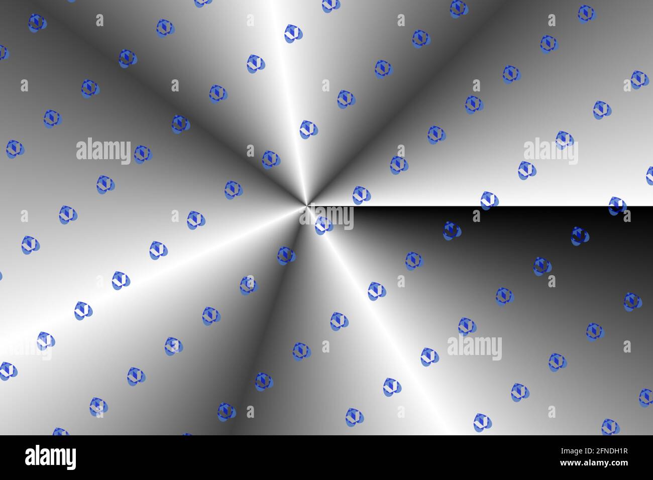 Blaues geometrisches Muster auf einem Solver-Start-Burst - Digital Hintergrundmuster Stockfoto