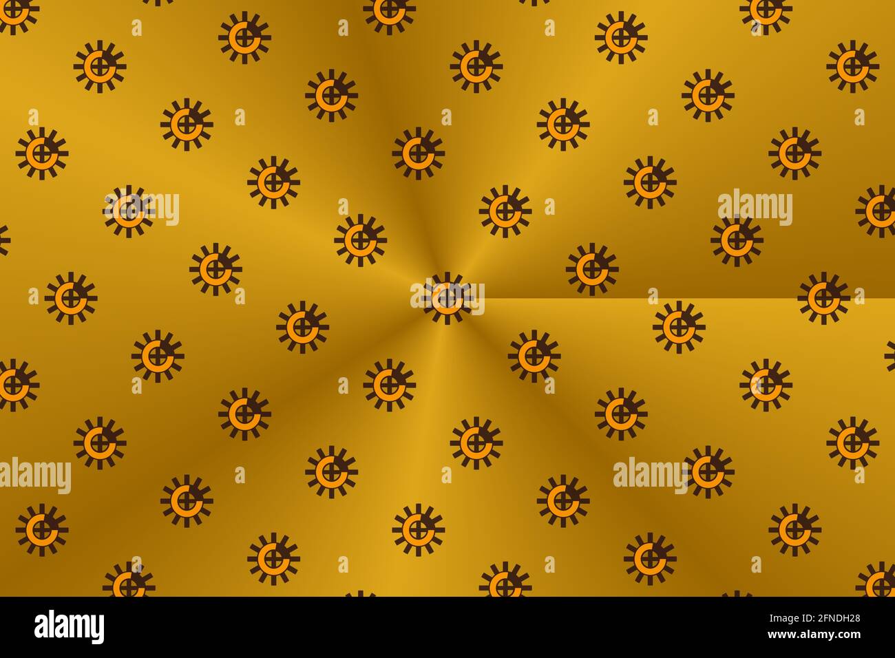 Teilweise goldene Speiche auf goldenem Burst - Digitaler Hintergrund Muster Stockfoto
