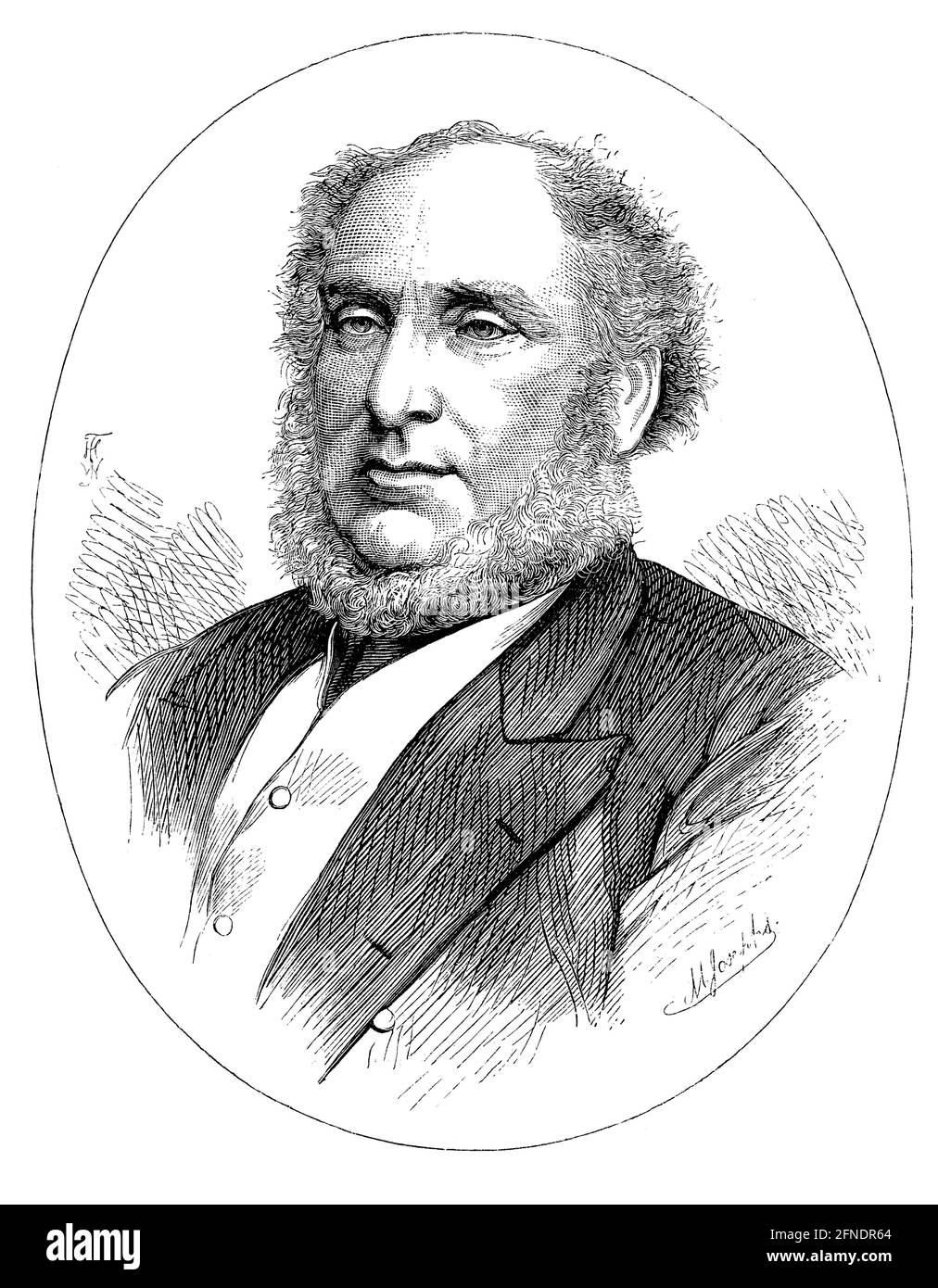 James Odams (1815-?), botánico y Agricultor británico, miembro de la Royal Agricultural Society. Grabado de 1875. Stockfoto