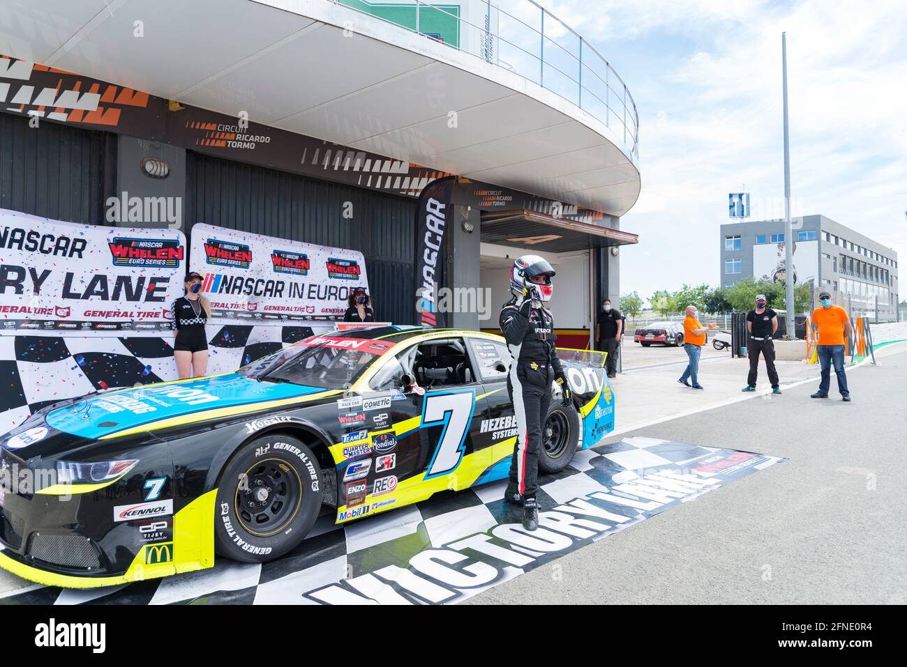 Valencia, Spanien. Mai 2021. Lorins Hezemans von Hendriks Motorsport beim Nascar Whelen Valencia-Rennen im Einsatz die NASCAR Whelen Euro Series wurde 2008 gegründet und gründete dank einer langjährigen Partnerschaft mit NASCAR (National Association for Stock Car Auto Racing) im Januar 2012 die offizielle NASCAR European Series. Die europäische NASCR feiert ihren einzigen Termin in Spanien auf dem Circuit Ricardo Tormo in Cheste, Valencia. (Foto: Xisco Navarro/SOPA Images/Sipa USA) Quelle: SIPA USA/Alamy Live News Stockfoto