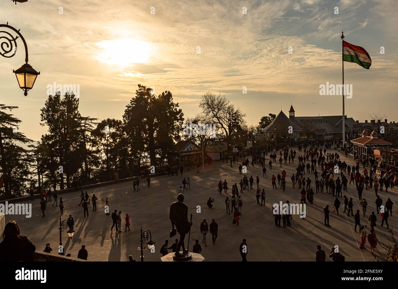 Wunderschöne Aussicht auf shimla City und Mall Road. Stockfoto