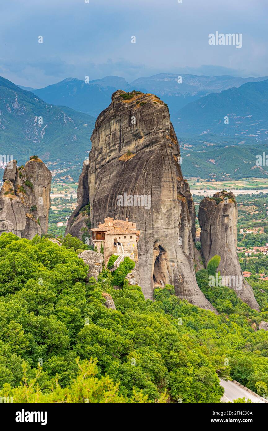 Rousanou Kloster, Meteora Kloster, Thessalien, Griechenland Stockfoto