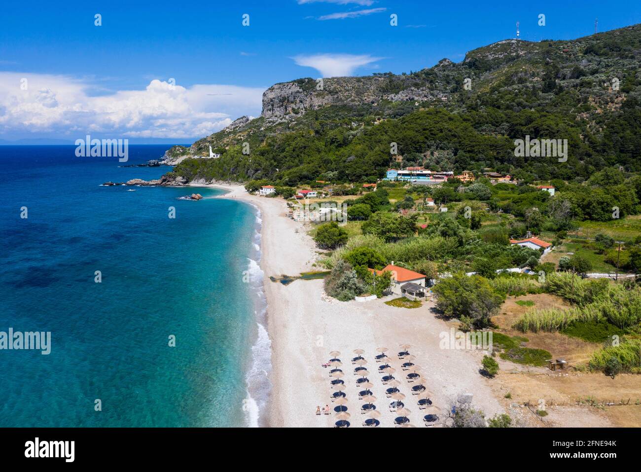 Luftaufnahme von Potami Beach, Samos, Griechenland Stockfoto