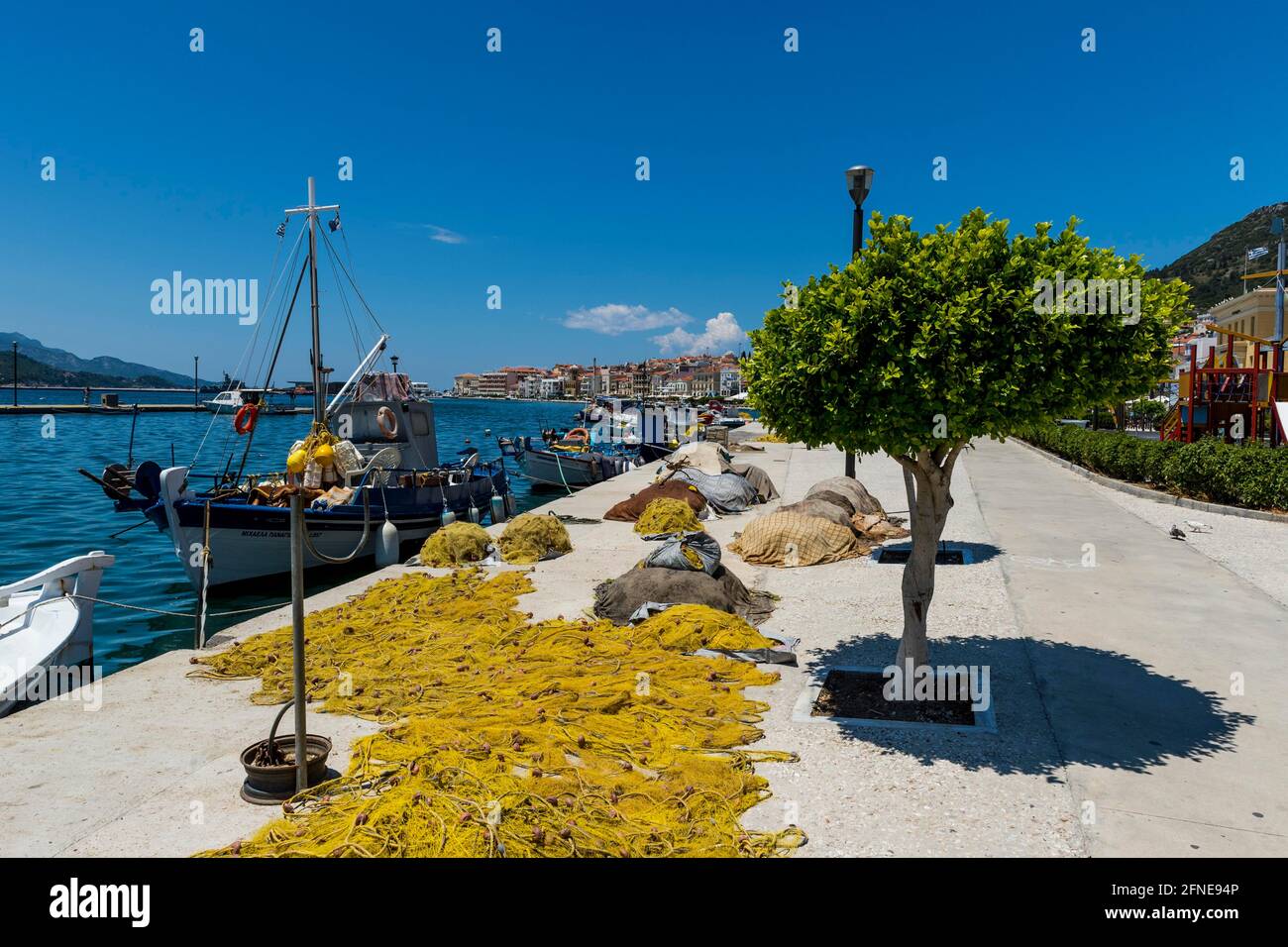 Strandpromenade von Samos Stadt, Samos, Griechenland Stockfoto