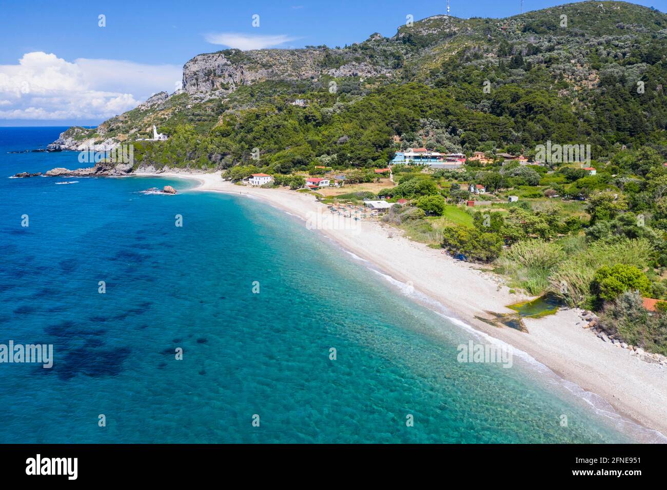 Luftaufnahme von Potami Beach, Samos, Griechenland Stockfoto