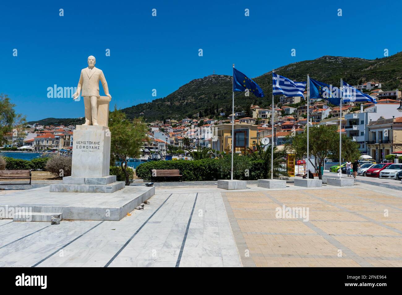 Statue in Samos Stadt, Samos, Griechenland Stockfoto