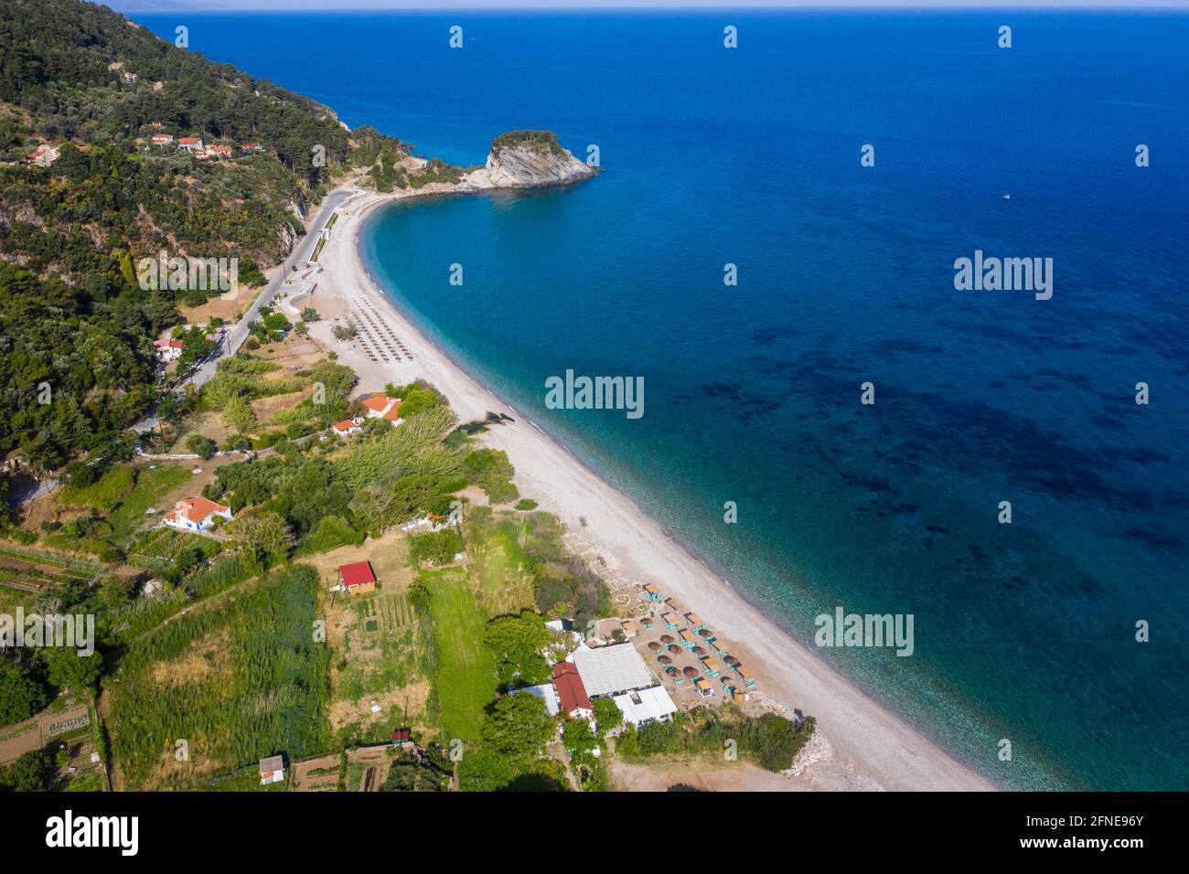 Luftaufnahme des Potami-Strandes, Samos, Griechenland Stockfoto