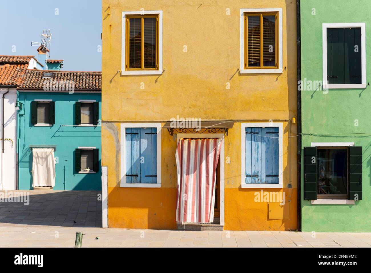 Bunte Häuser, bunte Fassade, Burano Island, Venedig, Venetien, Italien Stockfoto