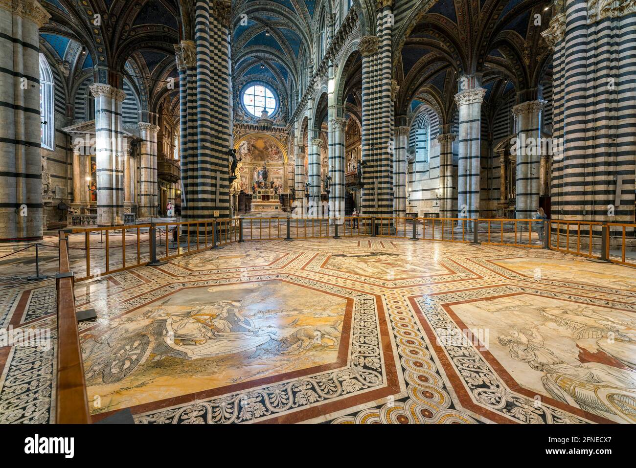 Kreuzung mit Chor und Marmorboden, Kathedrale von Siena, Duomo Santa Maria Assunta, Siena, Toskana, Italien Stockfoto