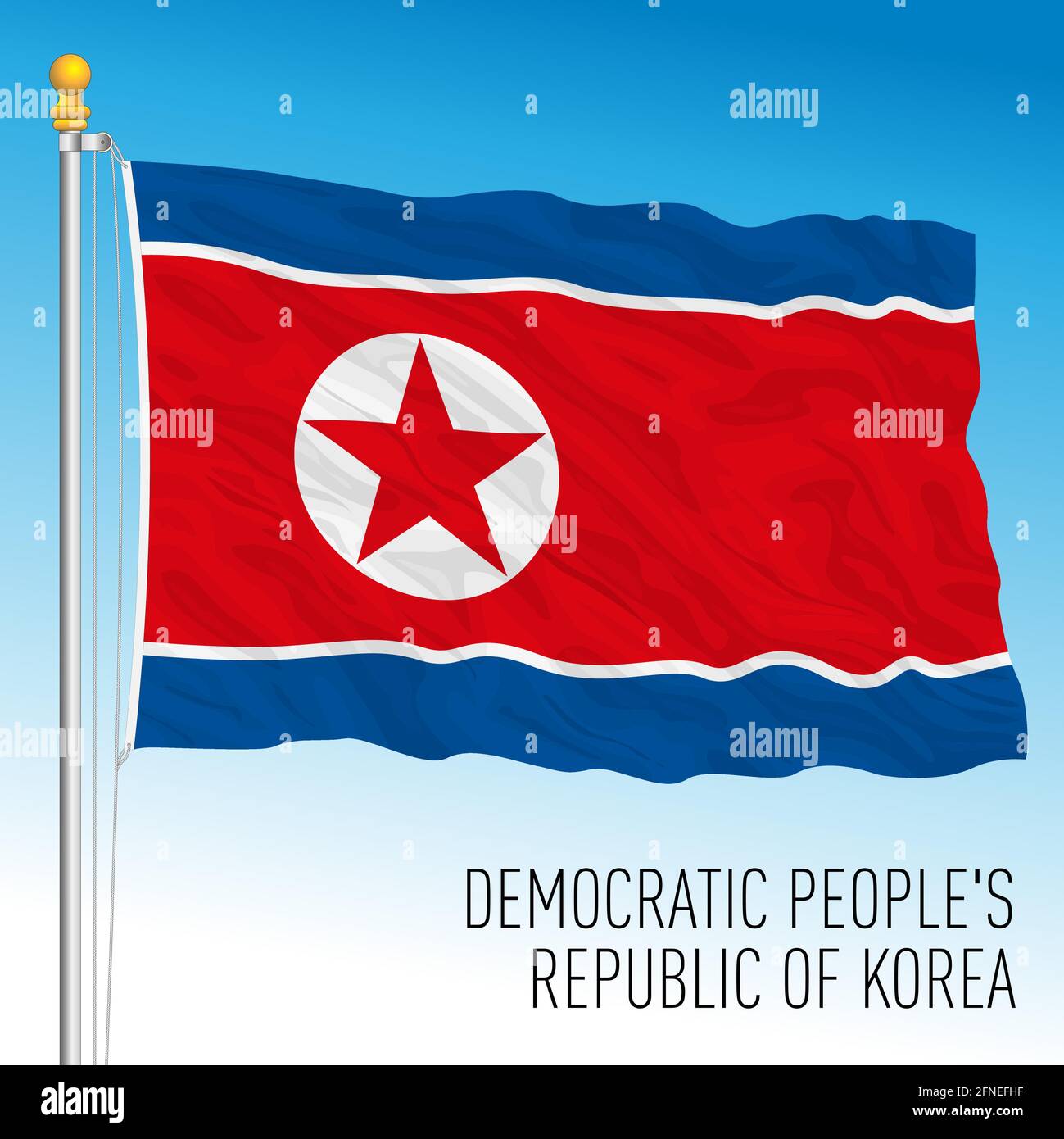 Offizielle Nationalflagge Nordkoreas, asiatisches Land, Vektordarstellung Stock Vektor