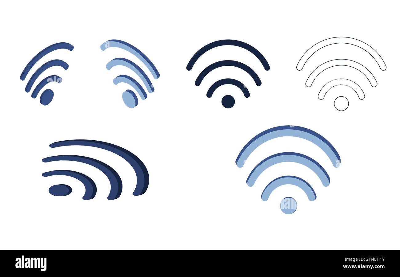 Isometrische Symbole Set von Wi-Fi-Signal. Stock Vektor