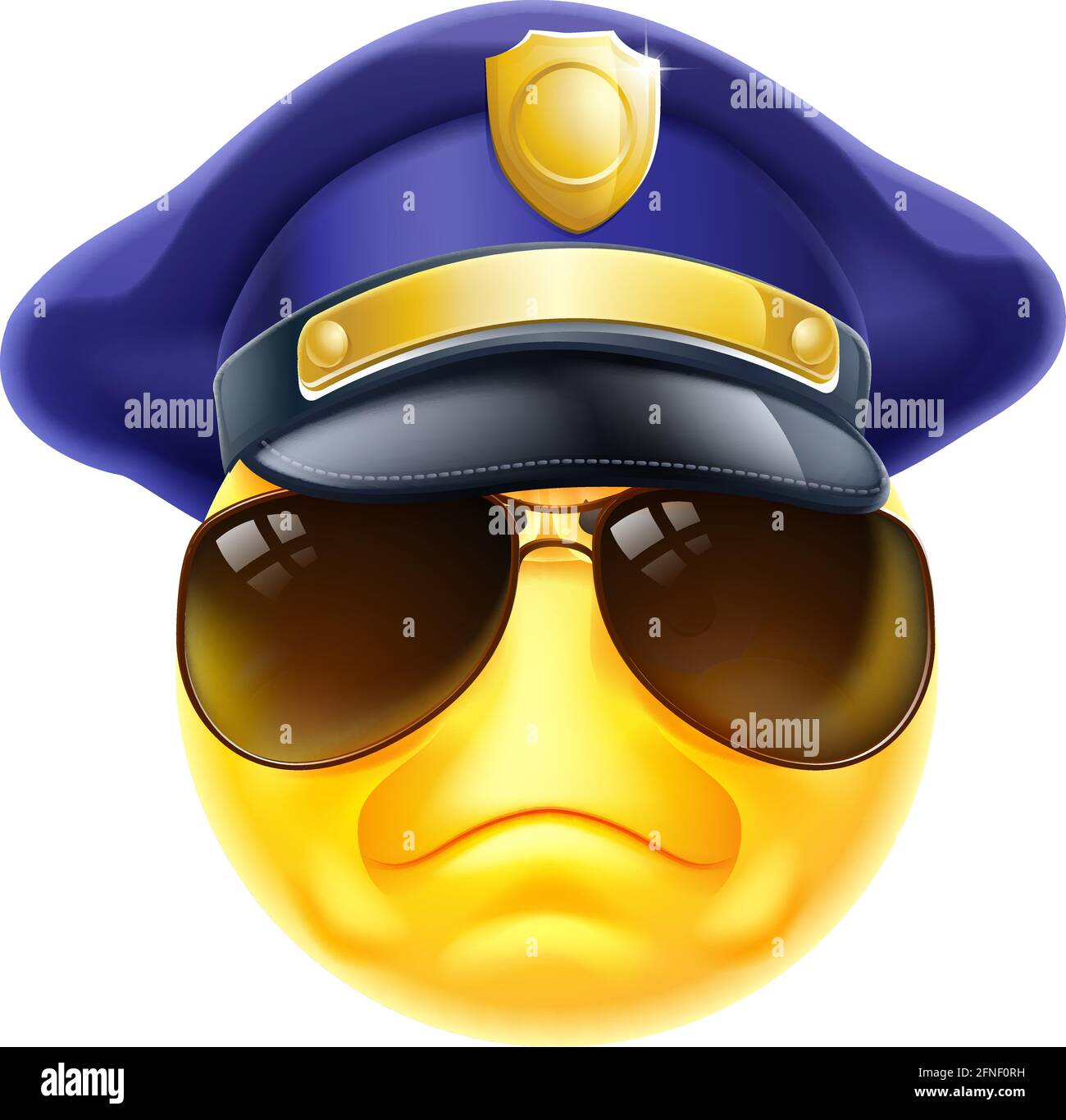 Wütend Polizist Emoticon Emoji Gesicht Cartoon-Symbol Stock Vektor