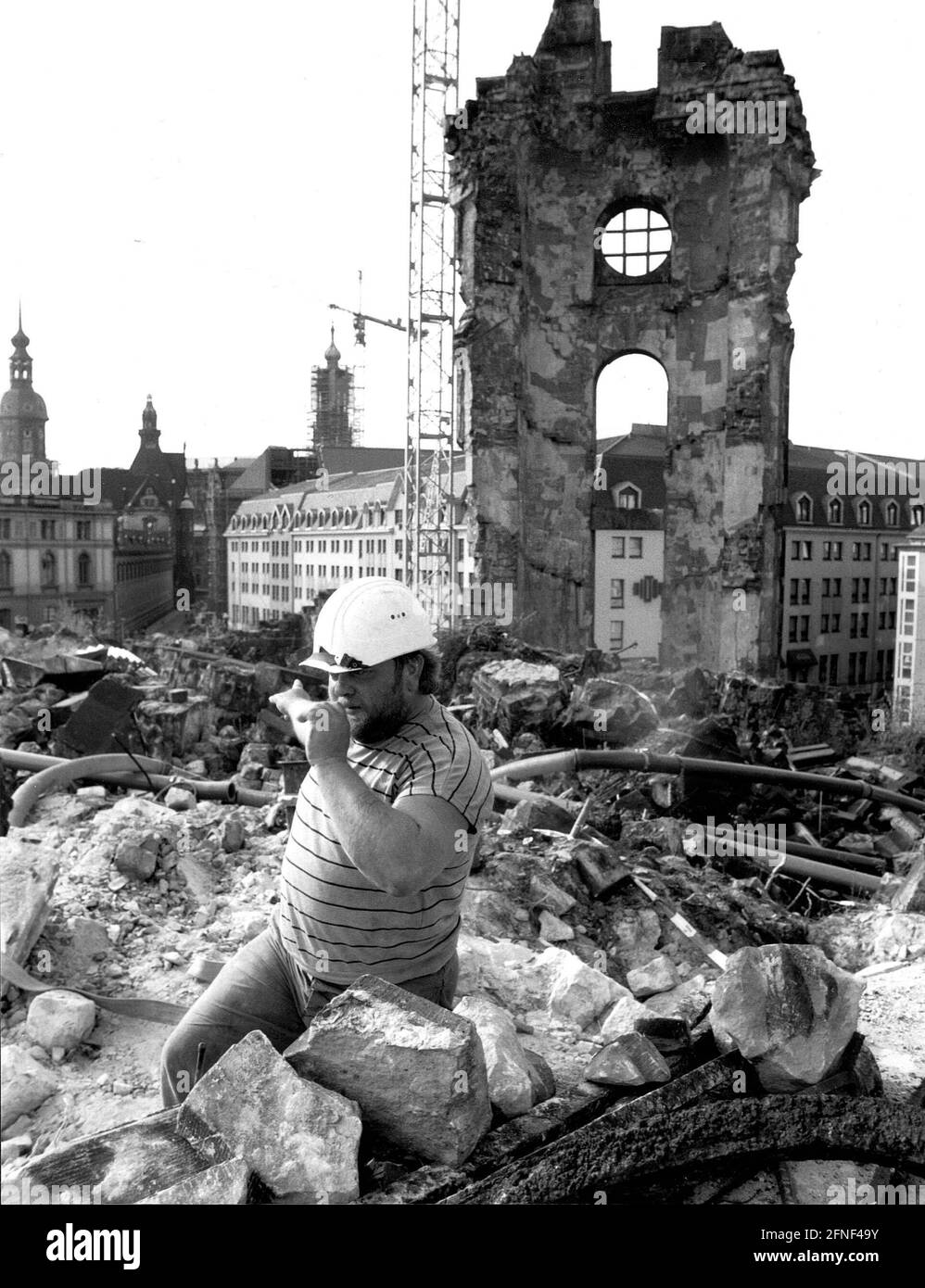 Wiederaufbau der Frauenkirche in Dresden. [Automatisierte Übersetzung] Stockfoto